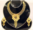 Multi Stone Pearl Work Gold Plated Jewelry Set (BK 22)