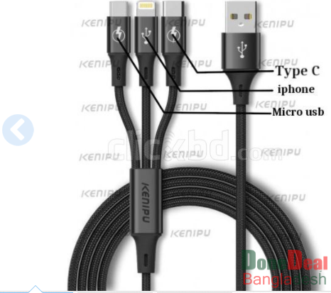 3 in 1 usb data cable and charging cable.