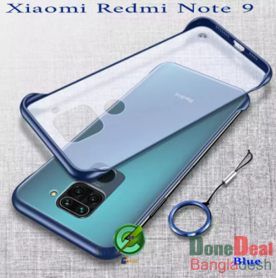 For Xiaomi Redmi Note 9 Case Cover Ultra-thin frameless Ring Design transparent matte Back Caseing - Blue
