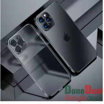 { iPhone 12 Pro MAX } Luxury Square Frame Plating Clear Phone Case For Transparent Silicone Cover