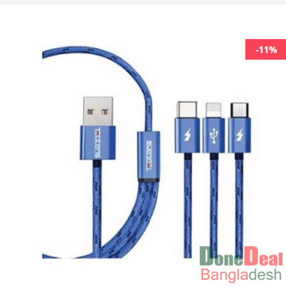 Teutons 3.1 USB Data Cable 1.2m (iOS+Android+Type C) - BLU TB98C11231MFB