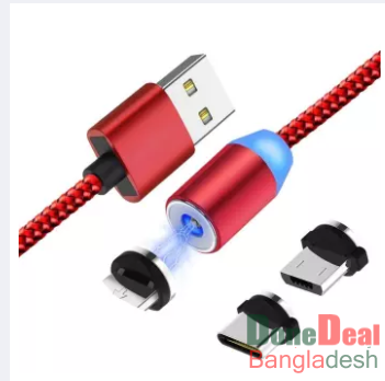 TOPK 1M LED Magnetic Charging (ম্যাগনেটিক চাজিং ক্যাবল) USB Cable for All Mobile