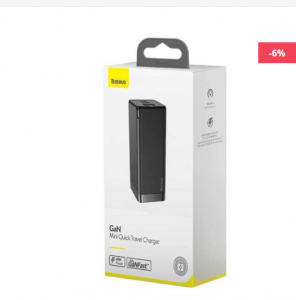 BASEUS 65W GAN MINI QUICK CHARGE TRAVEL CHARGER.