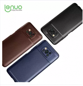 Lenuo for Xiaomi Poco X3 NFC Case Silicone Matte Carbon Fiber Back Cover