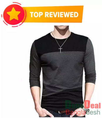 Ash and Black Long Sleeve T-Shirt for Men