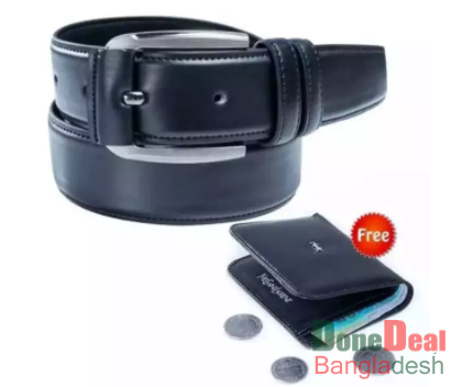 Chocolate Artificial Leather Belt And Artificial Leather Wallet For Men