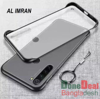 Frameless Case For Redmi Note 8 Clear Matte Back Cover + Metal Ring