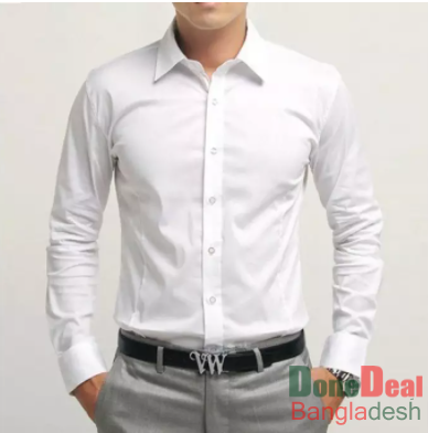 Men's White Cotton Formal Shirt