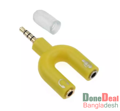 Y-shape 3.5mm Stereo Splitter Audio Male to Earphone Headset + Microphone Adapter – Yellow