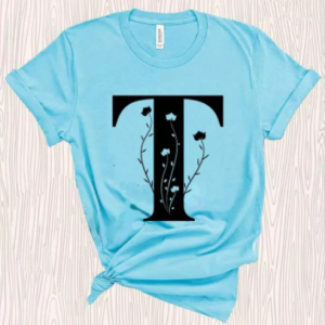 Sky Blue Synthetic Alphabet T-shirt