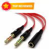 3.5mm AUX Audio Mic Splitter Cable Earphone Headphone Adapter 1 Female to 2 Male
