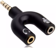Caicen 3.5mm Audio Jack to Headphone Microphone 2 Way U Splitter Converter Adaptor