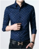 Stylish & Fashionable Blue Cotton Long Sleeve Polka Shirt for Men