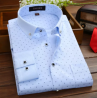 Stylish & Fashionable Sky Cotton Long Sleeve Polka Shirt for Men