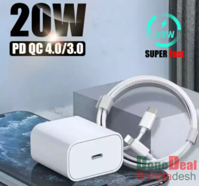 Aple iPhone 20 watt Charger with cable premium quality fast charging