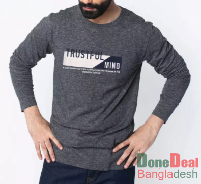 Trustful Mind Ash Cotton Long Sleeve T-shirt for Men