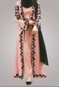 Two-Part Abaya Borka new collection 2020. Fashionable borka for women. Upper part Full Black embroid