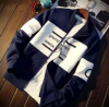 Navy blue and white cotton jacket for men
