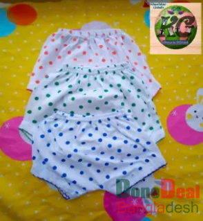 3 Pieces Dot Color Cotton/Ganji Comfortable latest Half Pant for unisex baby (0-36month)-S/M/L-Size