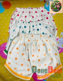 3 Pieces Dot Print Cotton/Ganji Comfortable & Fashionable Half Pant for Unisex Kids Child Baby S, M, L size.
