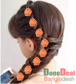 Artificial orange color foam flower hair clip/bobby pin - 6 pcs