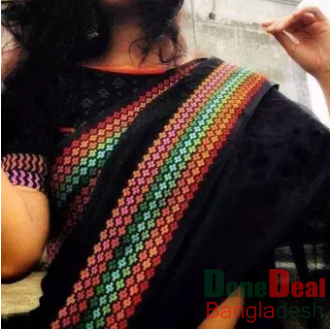 Black and Blue color tangail half silk Nokshi Saree for Women