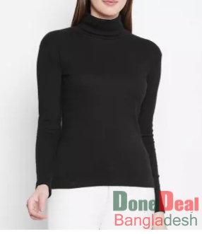 Black Color Stylish High Neck Sweater for Women