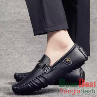 Black Leathe Loafer Shoe For Men