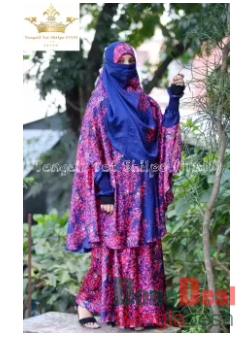 Borkha for woman Samu Silk print khimar borkha with Skirt/kamice borka for girl khimar print vorka borkha new collection 2021 Tangail Tat Shilpo (TAN)