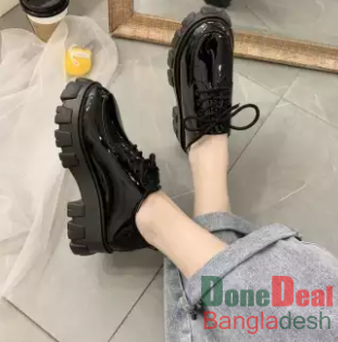 College Style Small Leather Boots Wedges Shoes Women British Style Autumn Versatile Thick Sole Mid Heel Retro Black Work Shoes Single Flat Boots Shoe