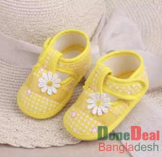 Cute Flower Soft Print Cotton Plaid Anti-slip Baby Shoes For (12-18 Months Baby)