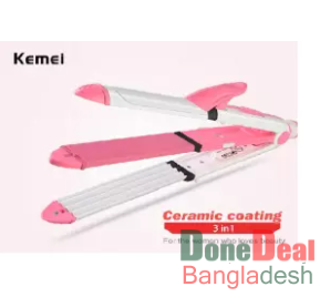 Kemei KM-1213 Hair Straightener Professional 3 in 1 Wave Curler