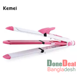 Kemei KM-1213 Professional 3 In 1 Electric Multifunction Ceramic Iron Wave Hair Curler Straighter for women