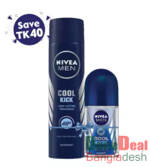 Nivea Men Deodrant Cool Kick Spray 150ml and Roll on 50ml Combo Offer