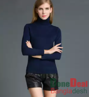 Women’s High neck sweater (Navy Blue)