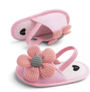 Baby Girl's Sandals Fabric Flat Sole with Sunflower