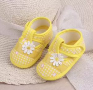 Cute Flower Soft Print Cotton Plaid Anti-slip Baby Shoes For (12-18 Months Baby)