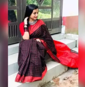 Dhupiyan Soft Saree for Women - Black And Red