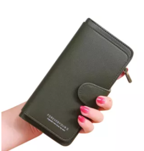 Korean Style PU Leather Long Wallet Women Cash Handphone Purse Card Holder