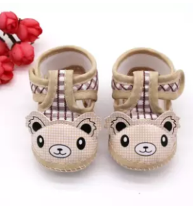 Newborn Cat Shape Cotton Plaid Anti-slip Baby Shoes For (12-18 Months Baby)
