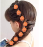 Artificial orange color foam flower hair clip/bobby pin - 6 pcs