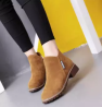 Ladies Womens Winter Snow Faux Suede Zipper Chunky Low Heel Ankle Boots Shoes