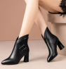 Women Ankle Bare Boot Back Zip Pointed Shoes High Heel Causal Short Tube Booties