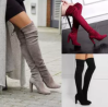 Women Long Boots Over Knee High Heel Thigh Winter Autumn Slip-on Lace-up