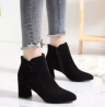 Women's Ladies Fashion Solid Flower Ankle Zipper Pointed Toe Casual Boots Shoes Ready Stock