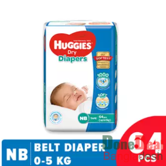 Huggies Dry Diapers Newbrons (NB) 64pcs Upto 5 KG