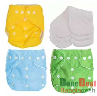 Washable Reusable Baby Clothes Diapers - (3kg to 15kg) - Different Colors (1 Pieces With Diapers, 1 Diaper Nappies)
