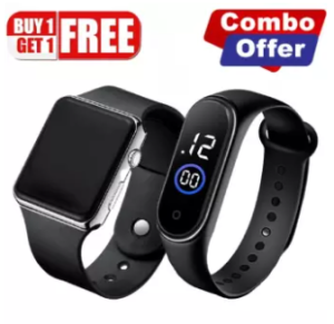BUY 1 GET 1, Square LED Digital Sports Watch , Water Resistance LED Wrist Watch, COMBO OFFER