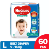Huggies Dry Belt Diaper Large (L)-60 Pieces (9 - 14 Kg)