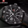 Naviforce NF9117 - Coffee PU Leather Analog Watch for Men Black